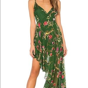 Lovers + Friends Caterina High-Low Dress -Green-Lg
